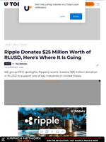 Ripple Donates $25 Million Worth of RLUSD, Here's Where It Is Going
