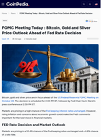 FOMC Meeting Today : Bitcoin, Gold and Silver Price Outlook Ahead of Fed Rate Decision