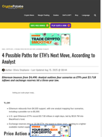 4 Possible Paths for ETH’s Next Move, According to Analyst