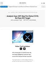 Analysts Says XRP May First Retest $1.95, But Eyes $10 Target