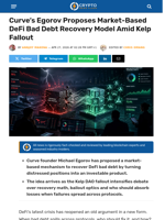 Curve’s Egorov Proposes Market-Based DeFi Bad Debt Recovery Model Amid Kelp Fallout