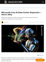 Microsoft Cuts AI Data Center Expansion - Here’s Why - DailyCoin