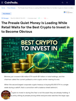 The Presale Quiet Money Is Loading While Retail Waits for the Best Crypto to Invest in to Become Obvious
