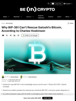 BIP-361 Can't Save Satoshi's Bitcoins, Hoskinson Warns