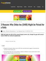 3 Reasons Why Shiba Inu (SHIB) Might be Poised for a Rally
