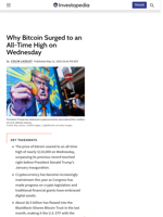 Why Bitcoin Surged to an All-Time High on Wednesday