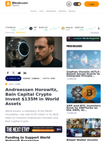 Andreessen Horowitz, Bain Capital Crypto Invest $135M in World Assets – Crypto News Bitcoin News