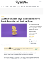 Austin Campbell says stablecoins move bank deposits, not destroy them