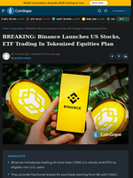 Binance Launches US Stocks, ETF Trading In Tokenized Equities Plan