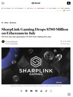 SharpLink Gaming Drops $780 Million on Ethereum in July - Decrypt