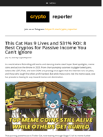This Cat Has 9 Lives and 531% ROI: 8 Best Cryptos for Passive Income You Can’t Ignore