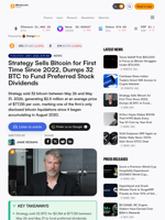 Strategy Sells Bitcoin for First Time Since 2022, Dumps 32 BTC to Fund Preferred Stock Dividends – Bitcoin News