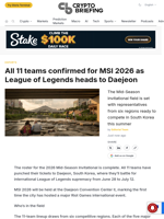 All 11 teams confirmed for MSI 2026 as League of Legends heads to Daejeon