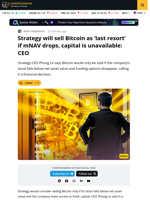 Strategy May Sell Bitcoin If mNAV Drops and No Capital is Available: CEO