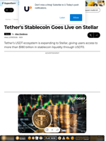 Tether's Stablecoin Goes Live on Stellar - U.Today