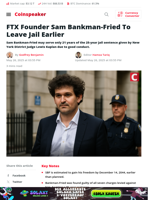 FTX Founder Sam Bankman-Fried To Leave Jail Earlier - Coinspeaker