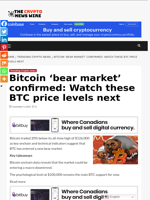 Bitcoin ‘bear market’ confirmed: Watch these BTC price levels next - The Crypto News Wire