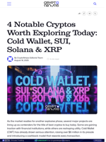 4 Notable Cryptos Worth Exploring Today: Cold Wallet, SUI, Solana & XRP