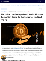 BTC Price Live Today—Don’t Panic: Bitcoin's Correction Could Be the Setup for the Next Leg Up