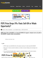 PEPE Price Drops 9%: Panic Sell-Off or Whale Opportunity?