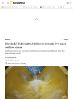 Bitcoin (BTC) news today: ETFs bleed $3.8 billion in historic five-week outflow streak