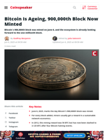 Bitcoin Is Ageing, 900,000th Block Now Minted - Coinspeaker