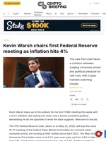 Kevin Warsh chairs first Federal Reserve meeting as inflation hits 4%