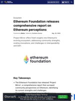 Ethereum Foundation releases comprehensive report on Ethereum perceptions