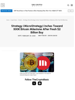 Strategy (MicroStrategy) Inches Toward 500K Bitcoin Milestone After Fresh $2 Billion Buy