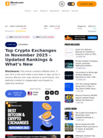 Top Crypto Exchanges in November 2025 - Updated Rankings & What’s New – Exchanges Bitcoin News