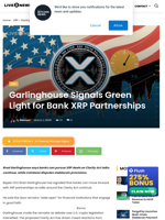 Brad Garlinghouse Backs Bank XRP Partnerships