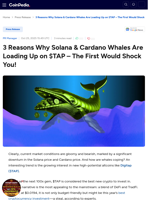 ADA & Solana Price Downtrends – Whales Back $TAP