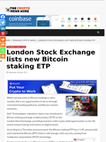 London Stock Exchange lists new Bitcoin staking ETP - The Crypto News Wire