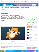 Shiba Inu Dev Kusama Reveals Plans to Make SHIB a Global Powerhouse In Under 5 Years ⋆ ZyCrypto