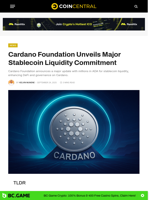 Cardano Foundation Commits ADA to Stablecoin