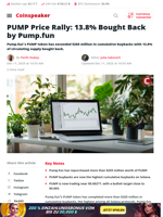 PUMP Price Rally: 13.8% Bought Back by Pump.fun - Coinspeaker