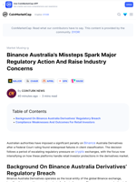 Binance Australia’s Missteps Spark Major Regulatory Action And Raise Industry Concerns: Guest Post by COINTURK NEWS | CoinMarketCap