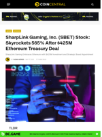 SharpLink Gaming, Inc. (SBET) Stock: Skyrockets 565% After $425M Ethereum Treasury Deal