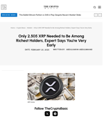 Only 2,505 XRP Needed to Be Among Richest Holders, Expert Says You’re Very Early