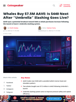 Whales Buy $7.5M AAVE: Is $440 Next After “Umbrella” Slashing Goes Live? - Coinspeaker