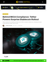 Behind MiCA Compliance: Tether Powers Surprise Stablecoin Rollout - CoinCentral