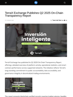 TerraX Exchange Publishes Q2 2025 On-Chain Transparency Report - Visionary Financial