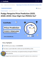 Pudgy Penguins Price Prediction 2025, 2026–2030: How High Can PENGU Go?