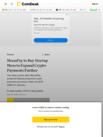 MoonPay to Buy Startup Meso to Expand Crypto Payments Further