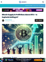 Bitcoin Supply in Profit Rises Above 85%— Is Euphoria Setting In?