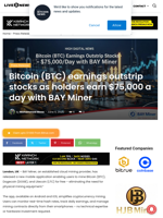 Bitcoin (BTC) earnings outstrip stocks as holders earn $75,000 a day with BAY Miner | Live Bitcoin News