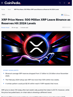XRP Price News: 500 Million XRP Leave Binance