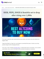 SHIB, PEPE, DOGE & Remittix set to drop after rising over 1,000x - CoinJournal