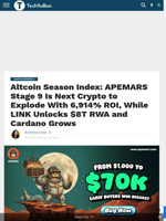 Altcoin Season Index: APEMARS Stage 9 Is Next Crypto to Explode With 6,914% ROI, While LINK Unlocks $8T RWA and Cardano Grows - TechBullion