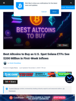 Best Altcoins to Buy as U.S. Spot Solana ETFs See $200 Million in First-Week Inflows